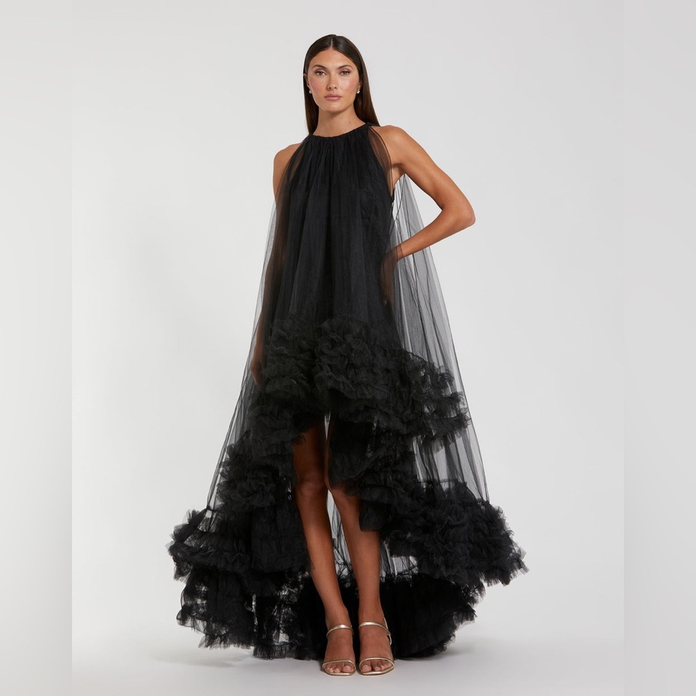 Black macduggal high low dress (Style 68252) size 4 in great condition